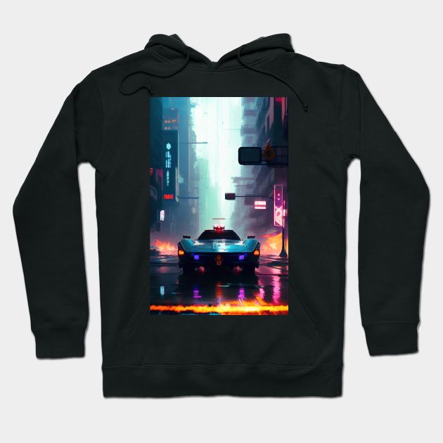 Abstract Cyberpunk City Hoodie by Voodoo Production